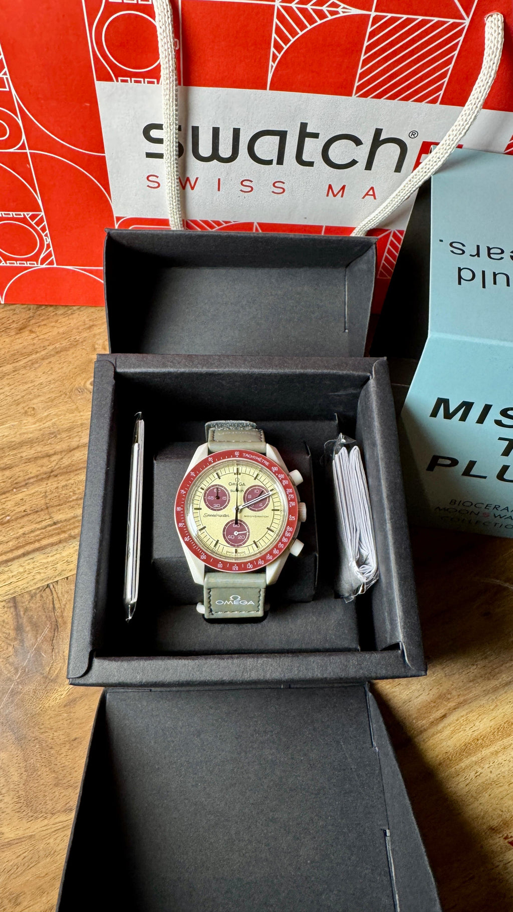 Swatch X Omega MoonSwatch Mission to Pluto Bioceramic Quartz Watch SO33M101