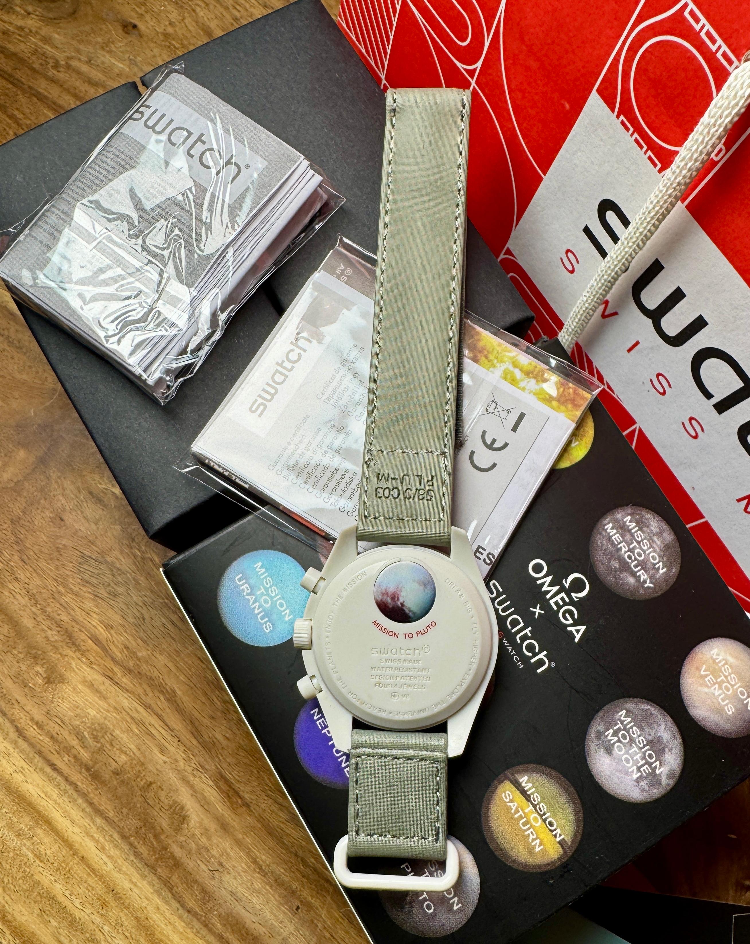 Swatch X Omega MoonSwatch Mission to Pluto Bioceramic Quartz Watch SO33M101