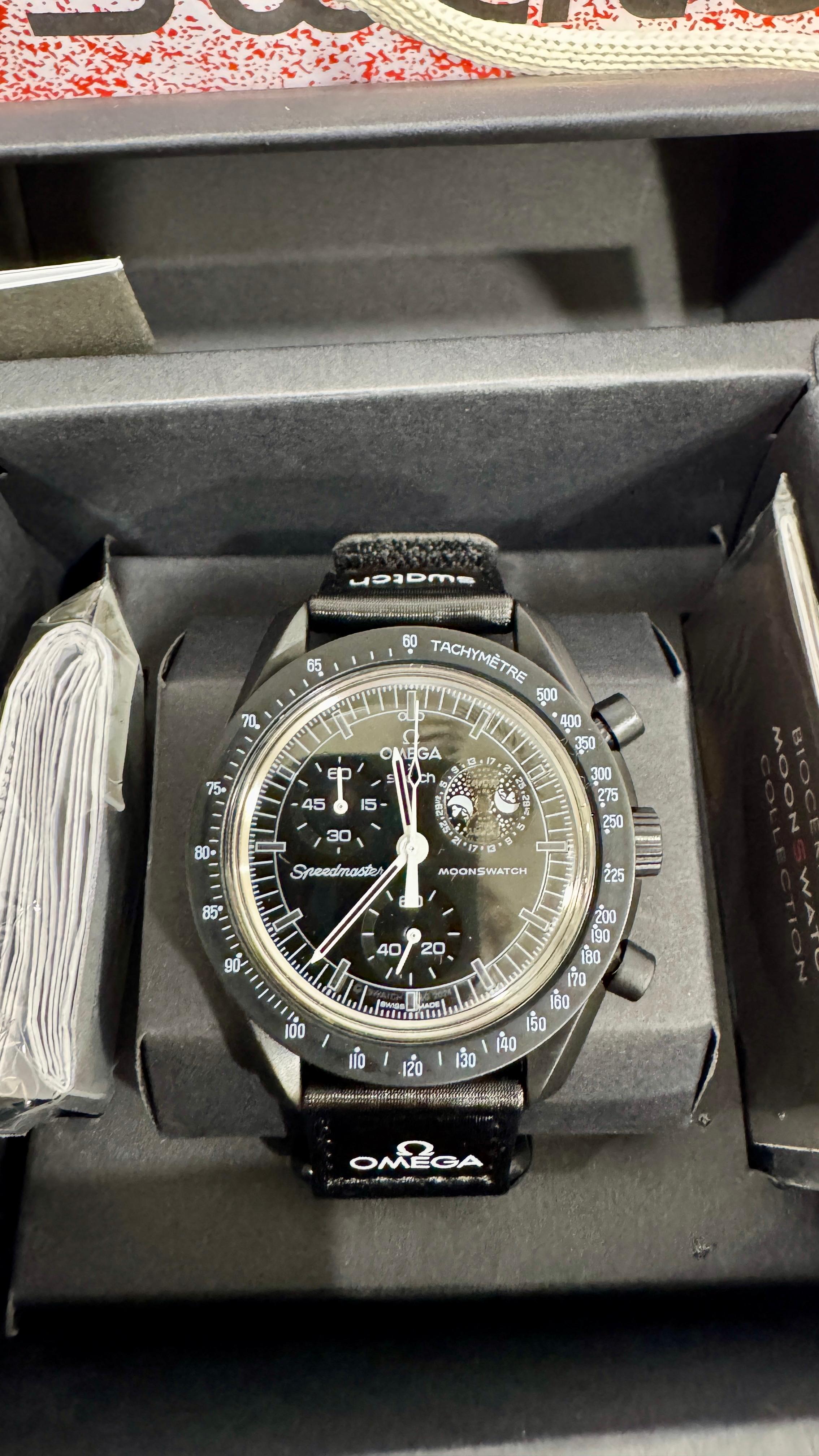 Omega x Swatch Moonswatch Mission To The Moonphase Chronograph Black Snoopy
