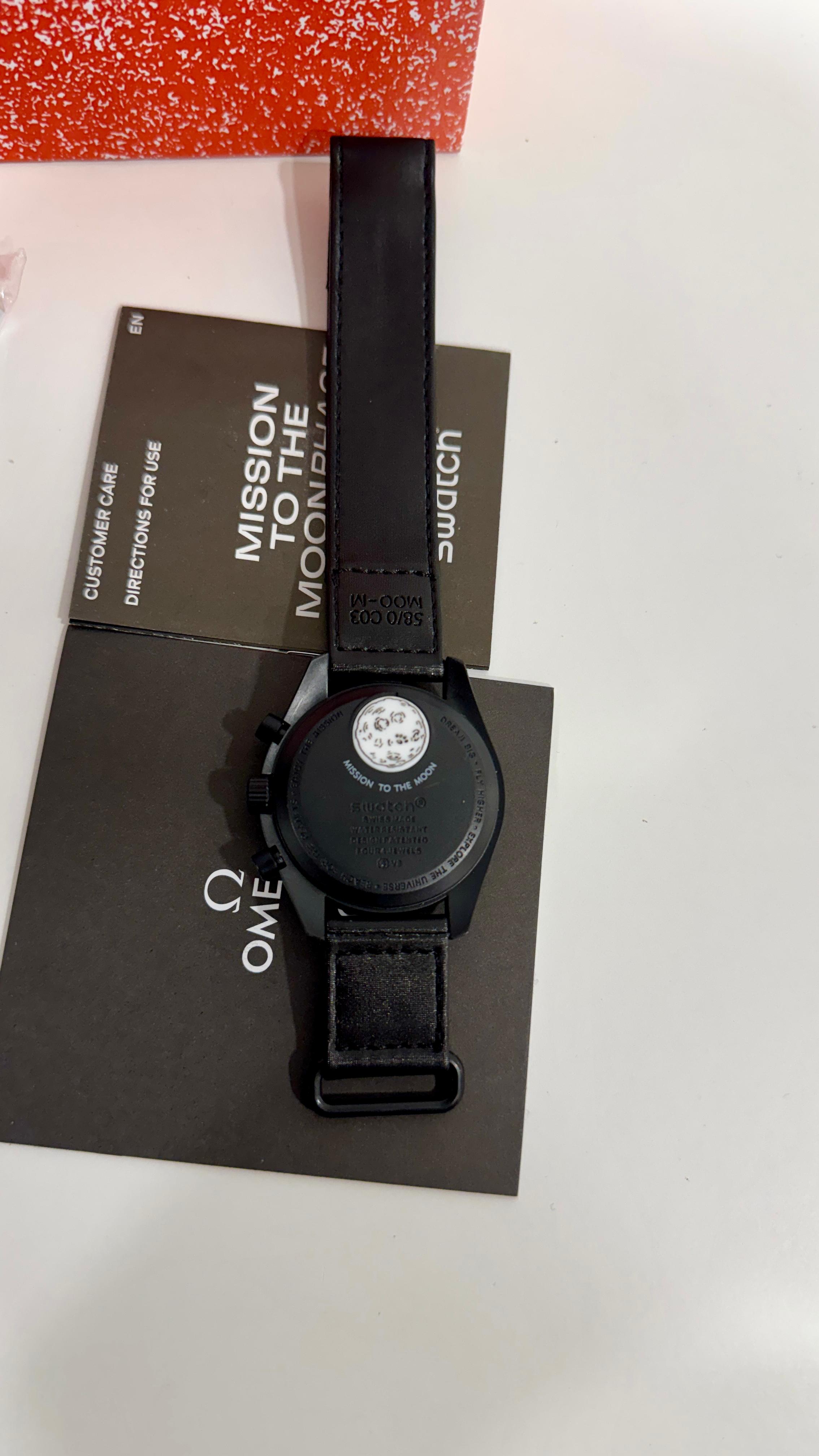 Omega x Swatch Moonswatch Mission To The Moonphase Chronograph Black Snoopy