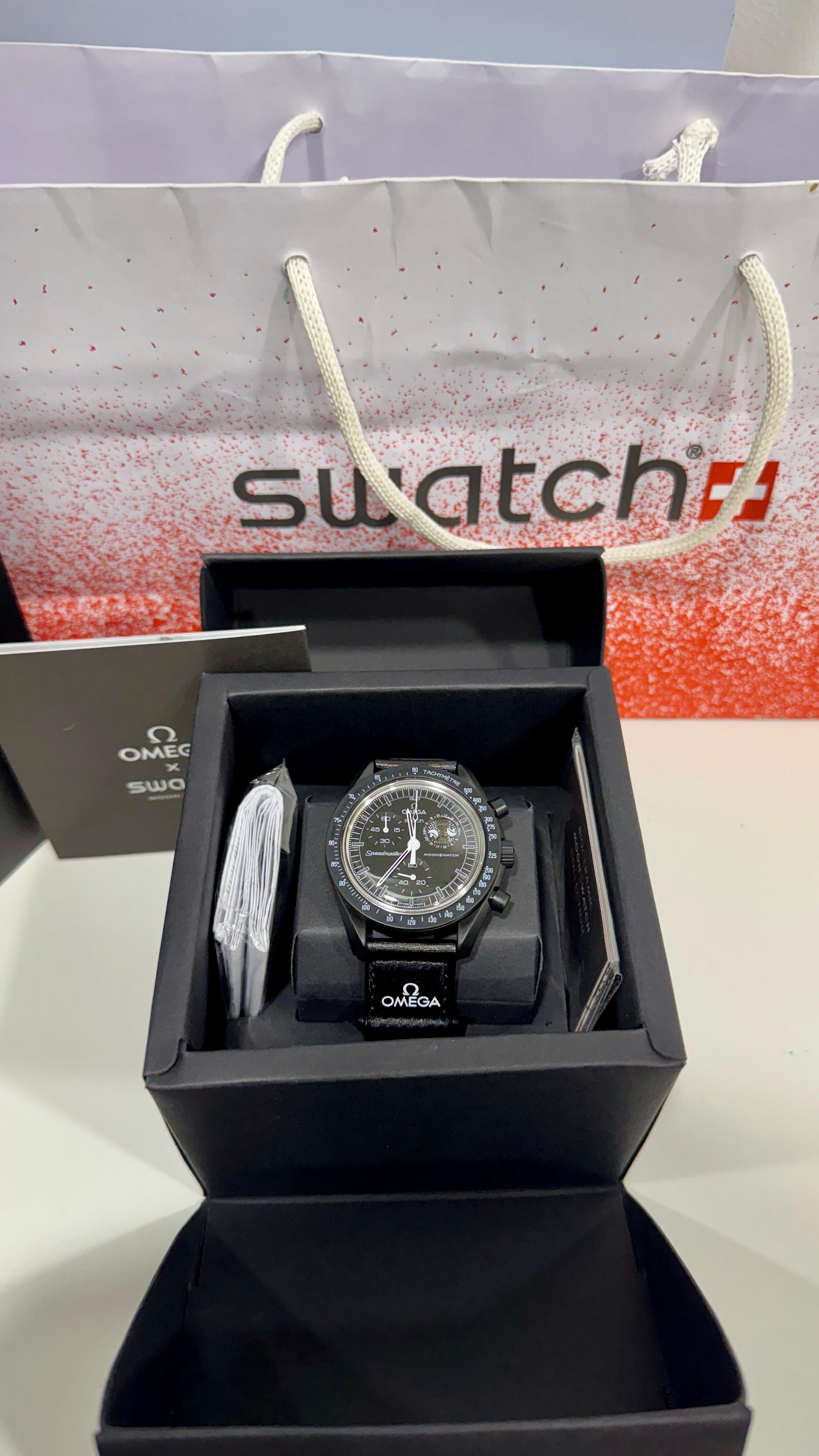 Omega x Swatch Moonswatch Mission To The Moonphase Chronograph Black Snoopy